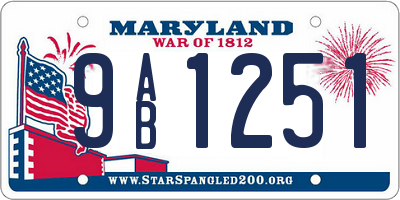 MD license plate 9AB1251