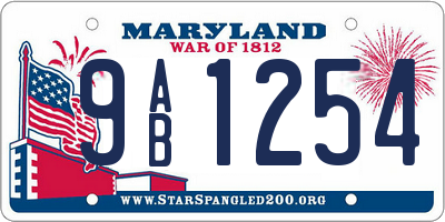 MD license plate 9AB1254