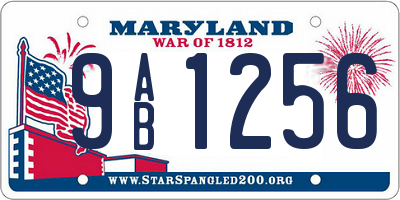 MD license plate 9AB1256