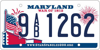 MD license plate 9AB1262