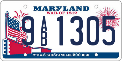 MD license plate 9AB1305