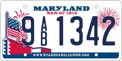 MD license plate 9AB1342