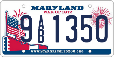 MD license plate 9AB1350