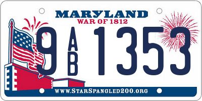 MD license plate 9AB1353