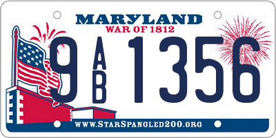 MD license plate 9AB1356