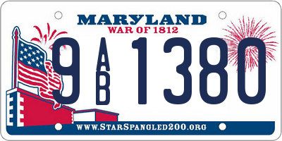 MD license plate 9AB1380