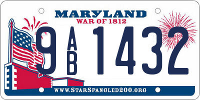 MD license plate 9AB1432