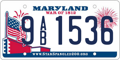 MD license plate 9AB1536