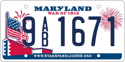 MD license plate 9AB1671