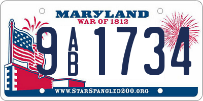 MD license plate 9AB1734