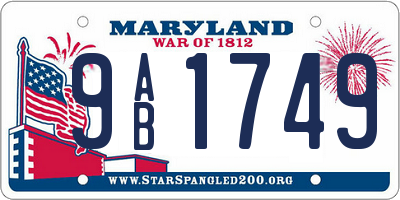 MD license plate 9AB1749