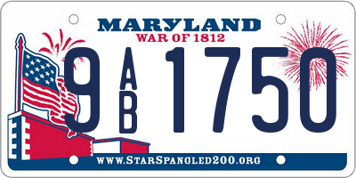 MD license plate 9AB1750