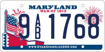MD license plate 9AB1768