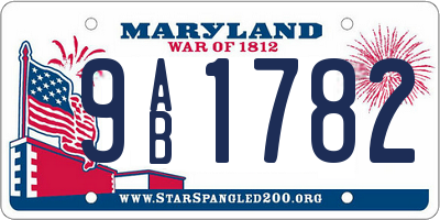 MD license plate 9AB1782