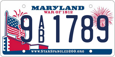 MD license plate 9AB1789