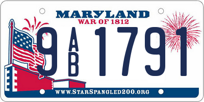 MD license plate 9AB1791