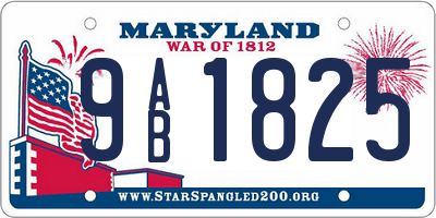 MD license plate 9AB1825
