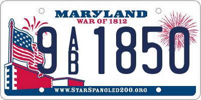 MD license plate 9AB1850