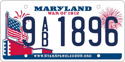 MD license plate 9AB1896