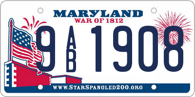 MD license plate 9AB1908