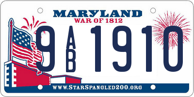 MD license plate 9AB1910