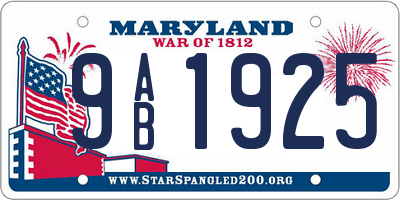 MD license plate 9AB1925