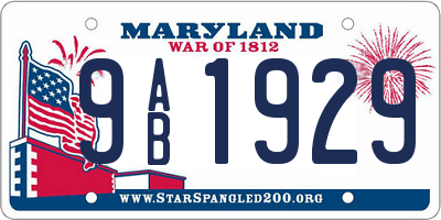 MD license plate 9AB1929