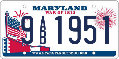 MD license plate 9AB1951
