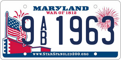 MD license plate 9AB1963