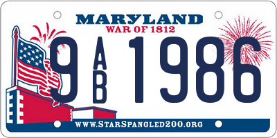 MD license plate 9AB1986