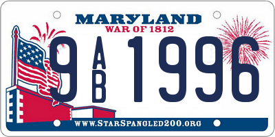 MD license plate 9AB1996