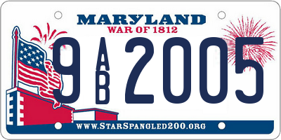 MD license plate 9AB2005