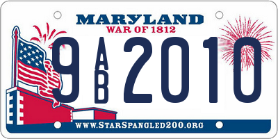 MD license plate 9AB2010