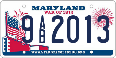 MD license plate 9AB2013