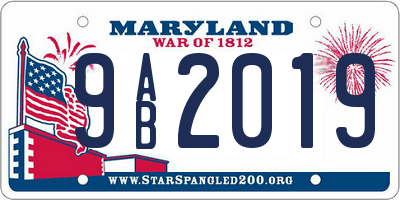 MD license plate 9AB2019