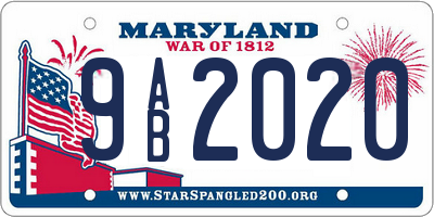MD license plate 9AB2020
