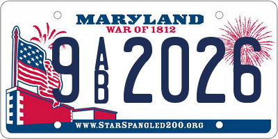 MD license plate 9AB2026