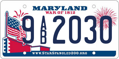 MD license plate 9AB2030