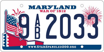 MD license plate 9AB2033