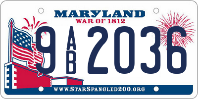 MD license plate 9AB2036