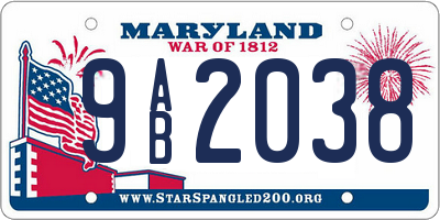 MD license plate 9AB2038