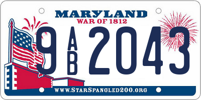 MD license plate 9AB2043