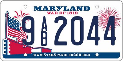 MD license plate 9AB2044