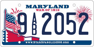 MD license plate 9AB2052