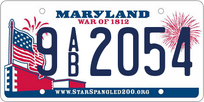 MD license plate 9AB2054