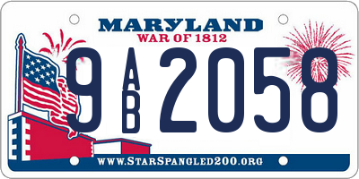 MD license plate 9AB2058