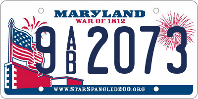 MD license plate 9AB2073