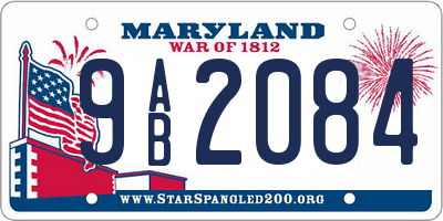 MD license plate 9AB2084