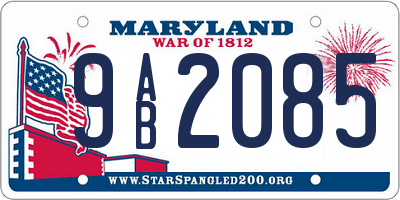 MD license plate 9AB2085