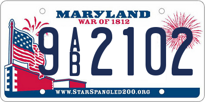 MD license plate 9AB2102